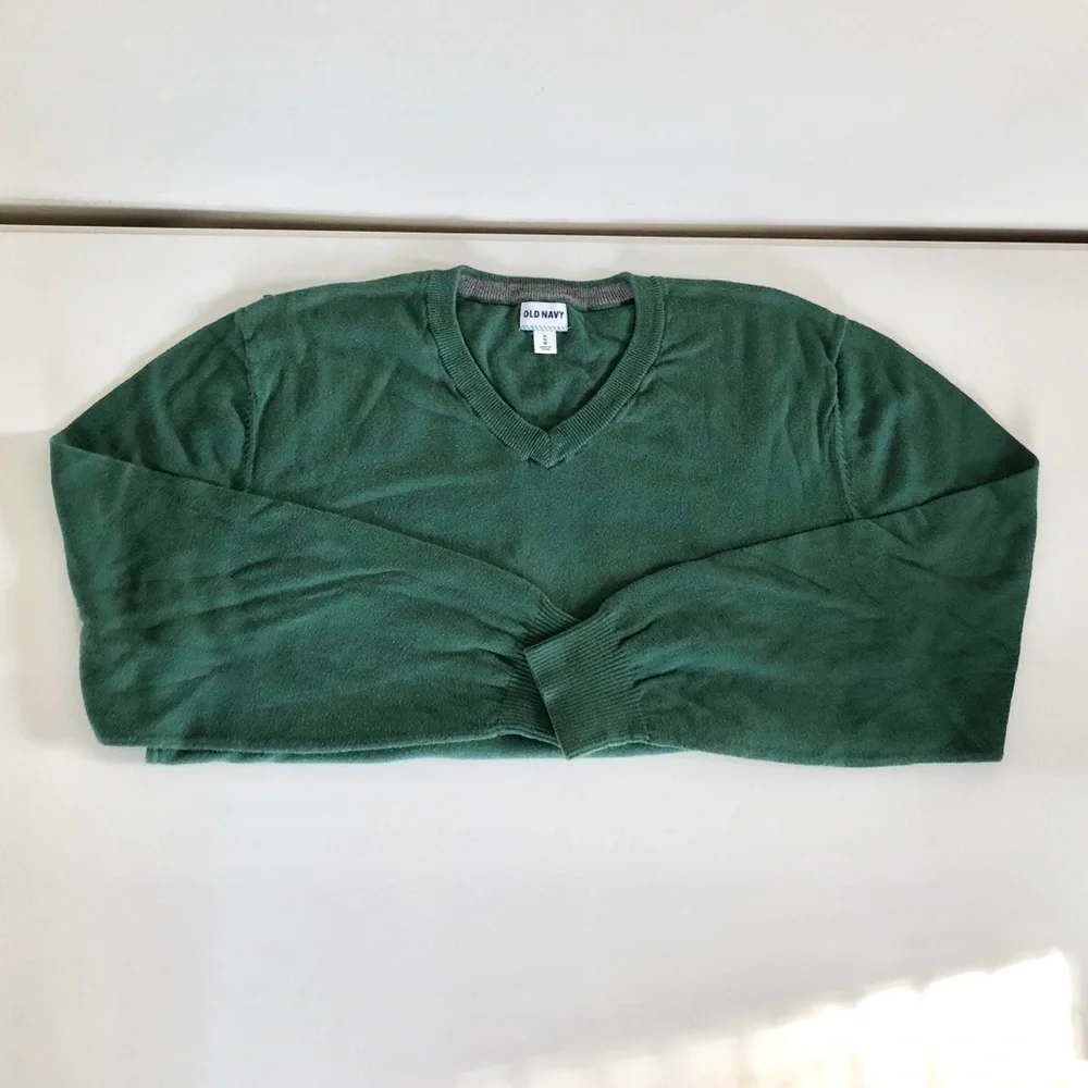 Old Navy 100% Cotton V-Neck Solid Green Men’s Sweater XL